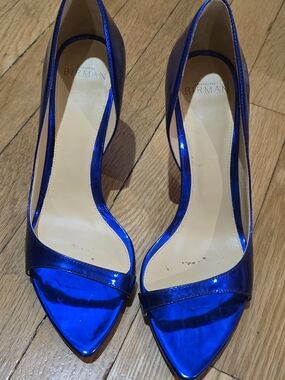 Alexandre Birman Electric Blue Pointed-Toe D'Orsay Pumps